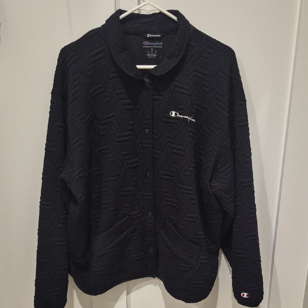 Champion Button Black Quilted Jacket XL - Picture 3 of 6
